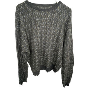 Unbranded Mens Slouchy Chevron Patterned Knit Pullover Sweater